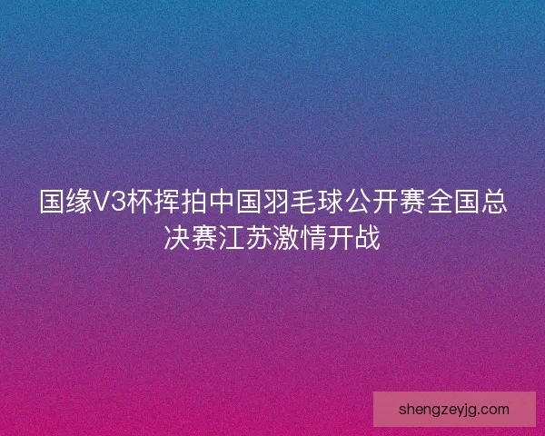 国缘V3杯挥拍中国羽毛球公开赛全国总决赛江苏激情开战