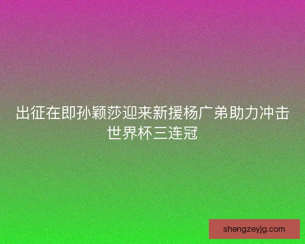 出征在即孙颖莎迎来新援杨广弟助力冲击世界杯三连冠